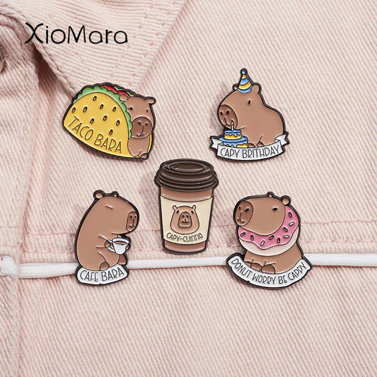Capybara Enamel Pins Cartoon Animal Jewelry Gifts