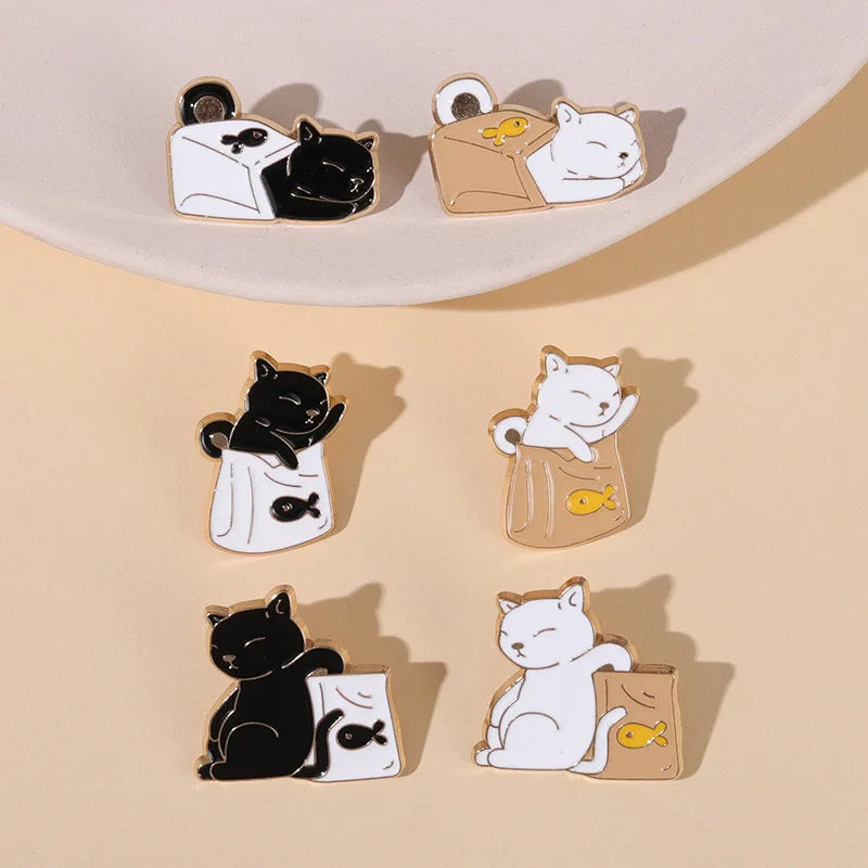 Cat Enamel Brooches Cartoon Pins Backpack Lapel Badges Jewelry Gifts