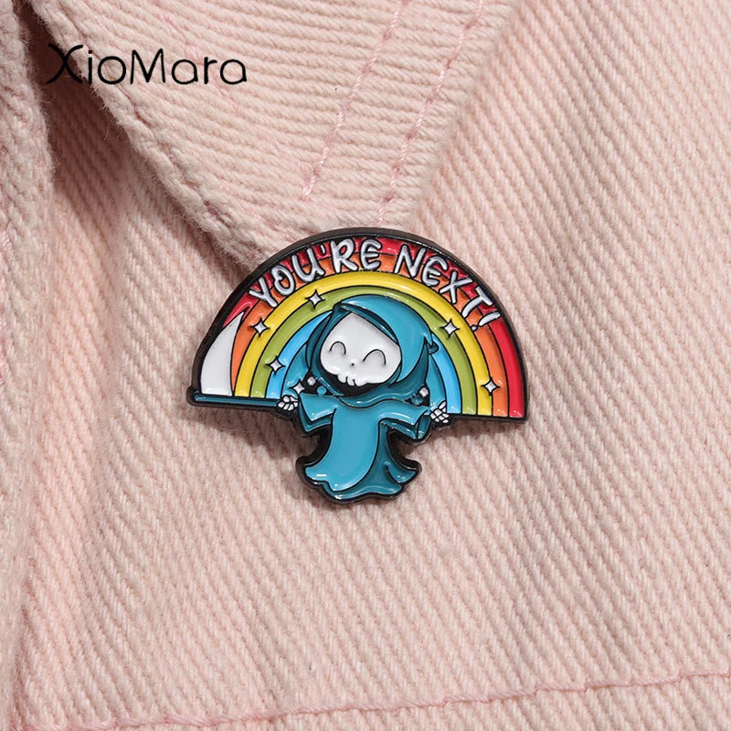 Grim Reaper Halloween Enamel Pins Funny Metal Brooch Lapel Badge Jewelry Gifts