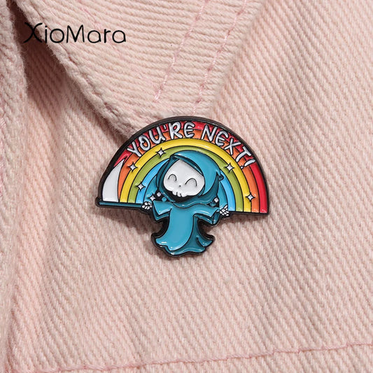 Grim Reaper Halloween Enamel Pins Funny Metal Brooch Lapel Badge Jewelry Gifts