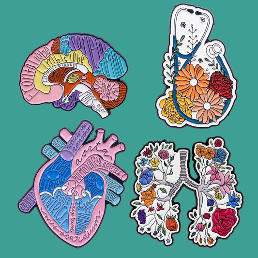 Human Organ Enamel Pins Lung Brooch Heart Lapel Badges Fashion Jewelry Accessories