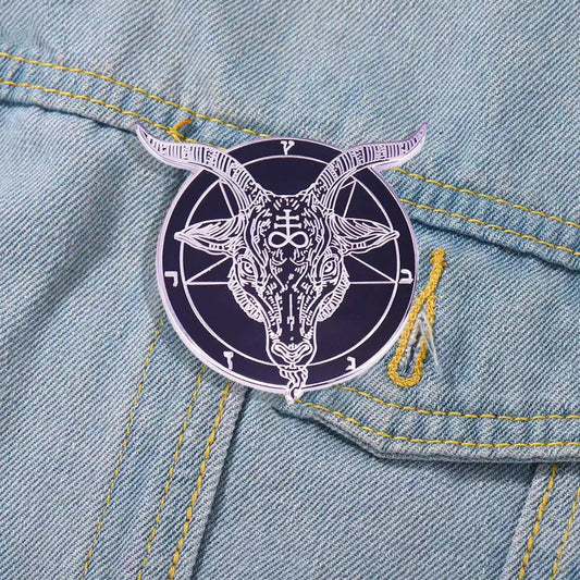 Retro Goat Head Enamel Pin Punk Badge Brooch Accessory