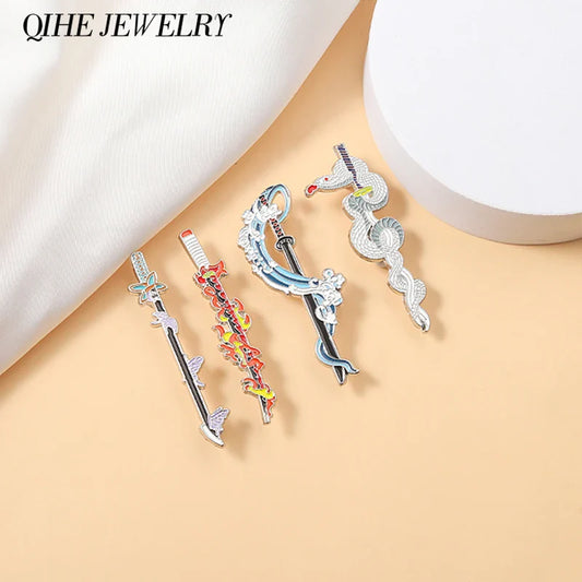 Demon Slayer Sword Enamel Pins Anime Brooches Badge Backpack Accessories Gift Fans Jewelry