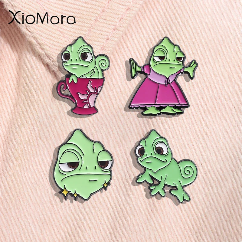 Chameleon Enamel Pins Cute Animal Brooches Lapel Badge Jewelry Gifts