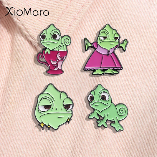 Chameleon Enamel Pins Cute Animal Brooches Lapel Badge Jewelry Gifts