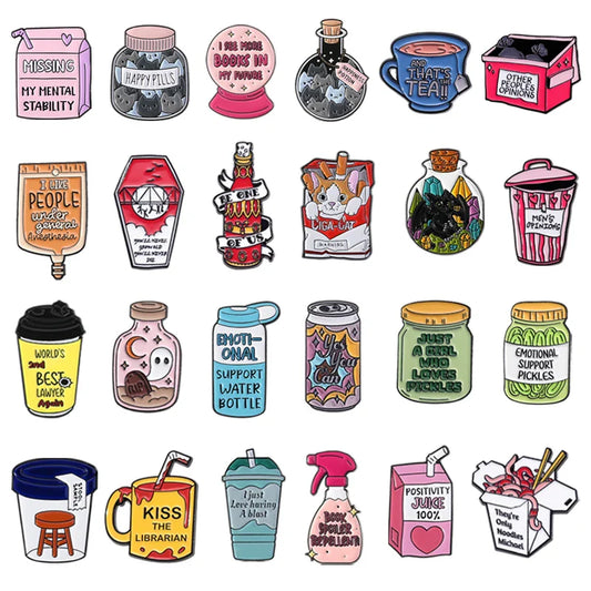 Creative Juice Enamel Pin Pickle Jar Brooch Cartoon Anime Jewelry Gifts