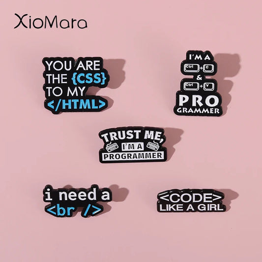 CSS HTML Enamel Pins Programmer Brooches Lapel Badges Jewelry Gift