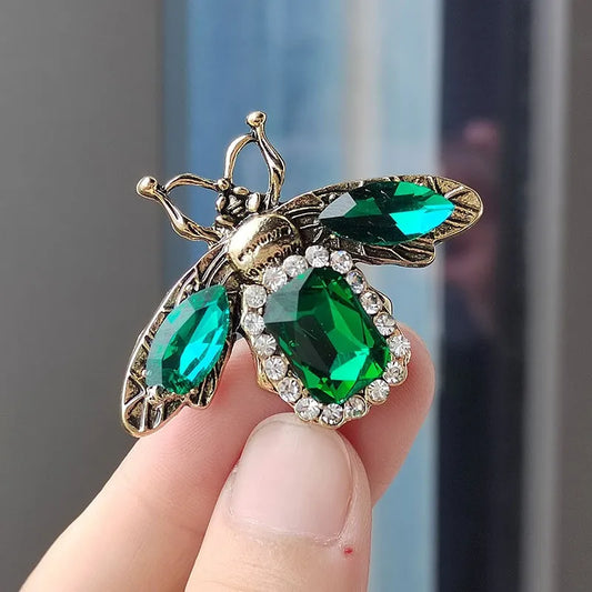 Vintage Rhinestone Bee Brooch Crystal Insect Pin Accessories