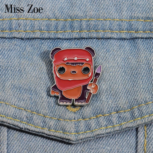 Ewok Wicket Enamel Pins Custom Sci-Fi Brooches Lapel Badges Cartoon Animal Jewelry Gift