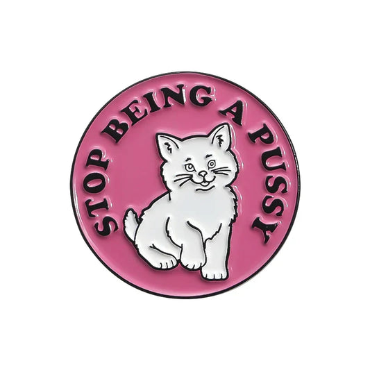 Cartoon Cat Enamel Pins Funny Cat Quotes Brooch Lapel Badge Jewelry Gift