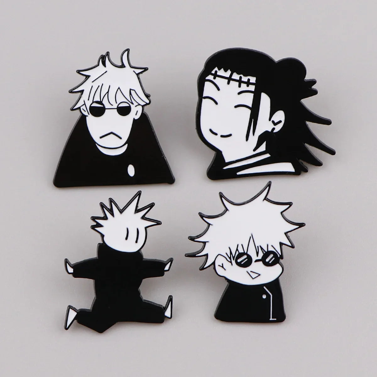 Black White Anime Enamel Pins Brooches for Women Clothing Backpack Lapel Badges Jewelry Gifts