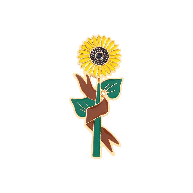 Sunflower Enamel Pins Cute Camping Lapel Badges Jewelry Brooches Gifts