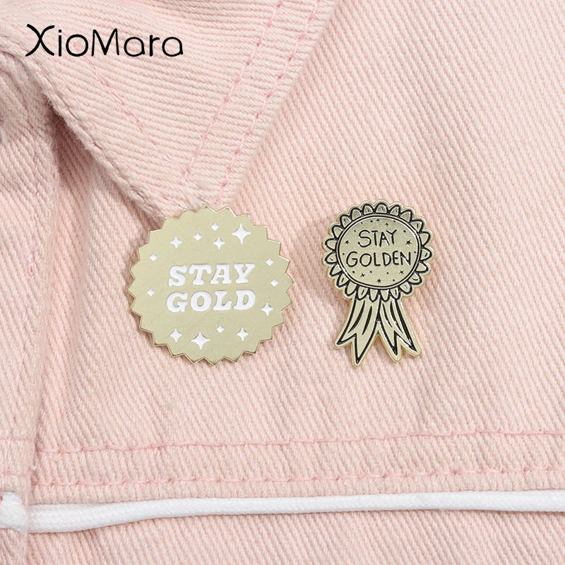 Stay Golden Enamel Pin Badge Brooch Lapel Jacket Backpack Fashion Jewelry Gift