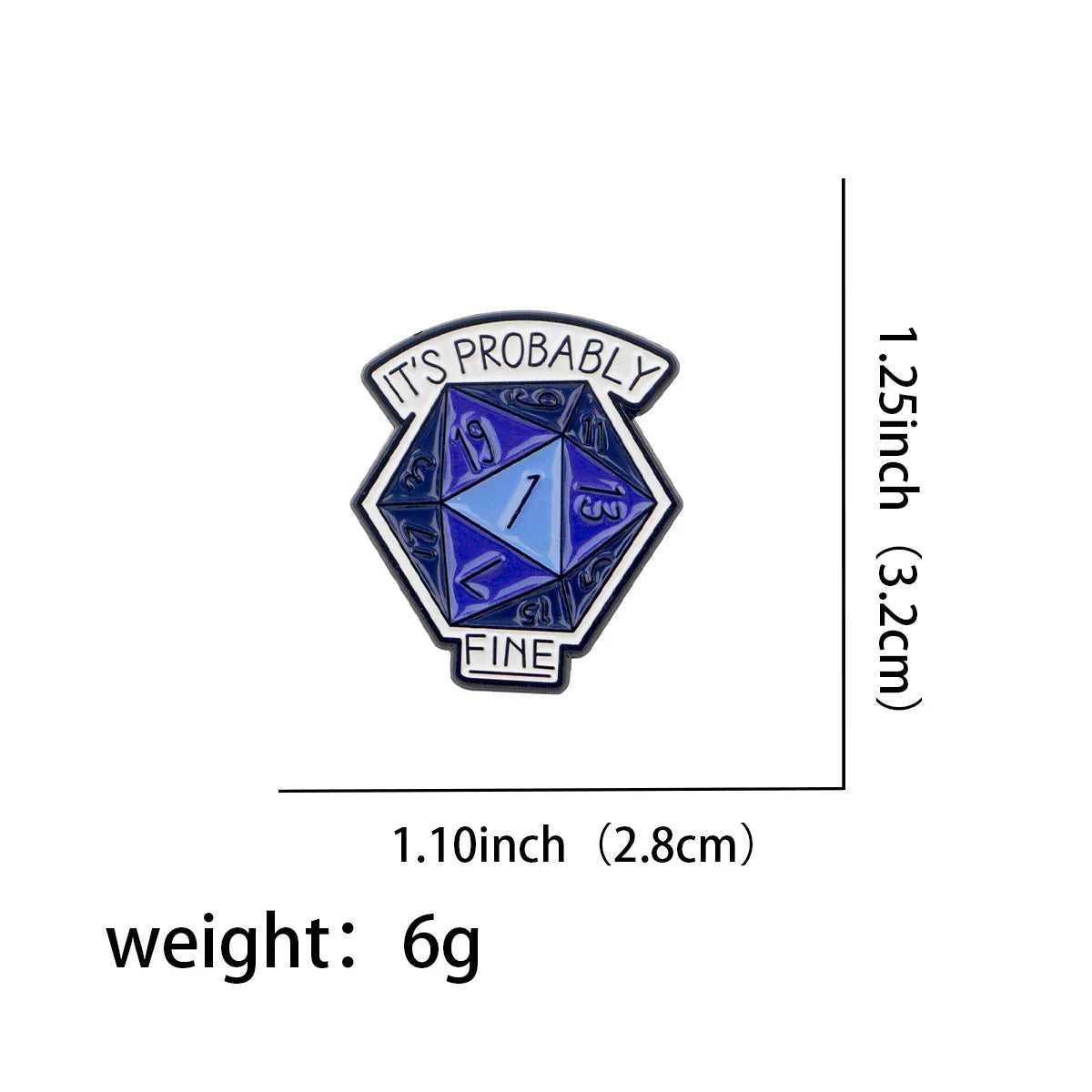 Multi-Sided Dice Enamel Pins Cartoon Blue Brooch Lapel Badges Jewelry Gifts