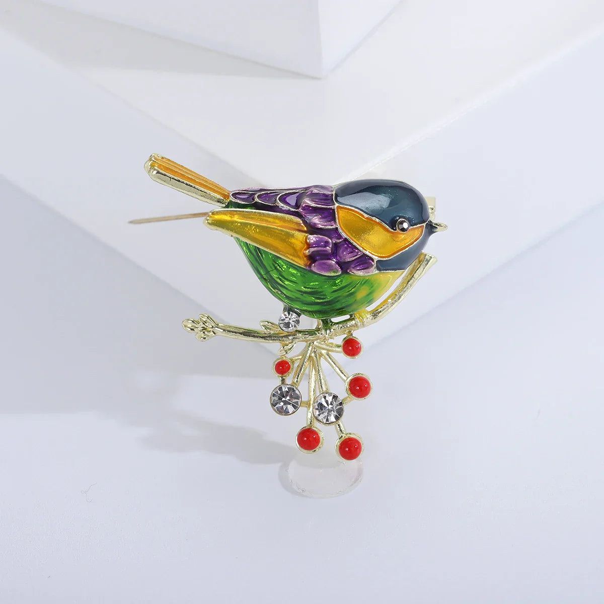 Enamel Bird Brooch Rhinestone Animal Pin Jewelry Accessories