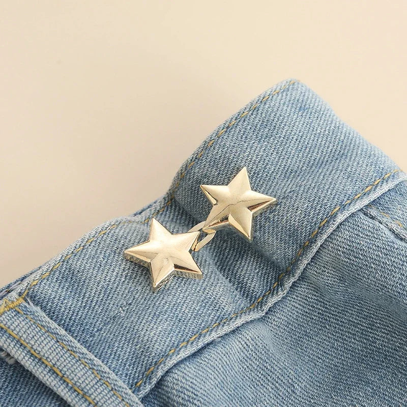 Detachable Metal Star Waist Button Adjustable Jeans Brooch