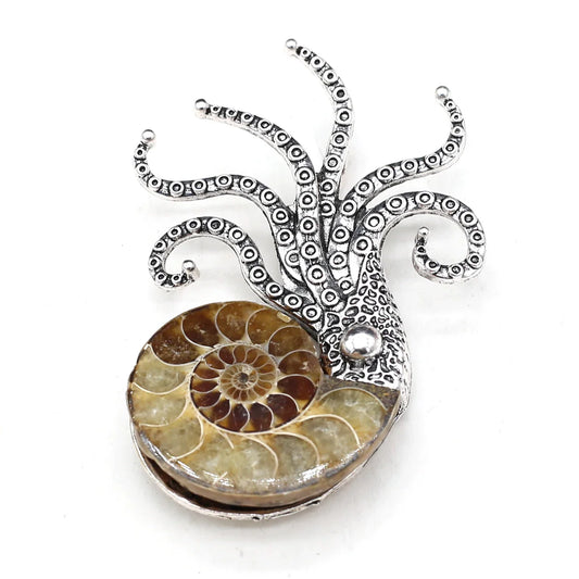 Octopus Coral Jade Gemstone Brooch Pin Pendant Jewelry Gift
