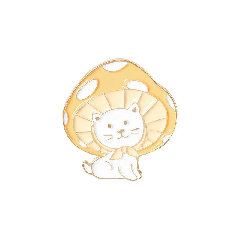 Cute Mushroom Cat Frog Hedgehog Enamel Pin Brooch Lapel Backpack Badge Fashion Jewelry