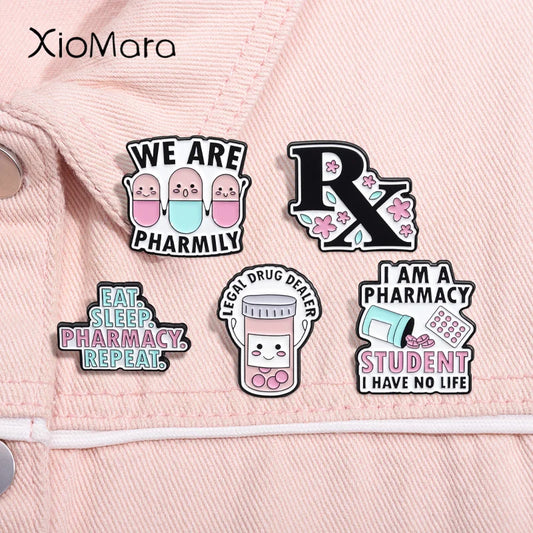 Pharmacy Student Enamel Pin - Pharmily Pill Capsule Brooch Lapel Badge Gift