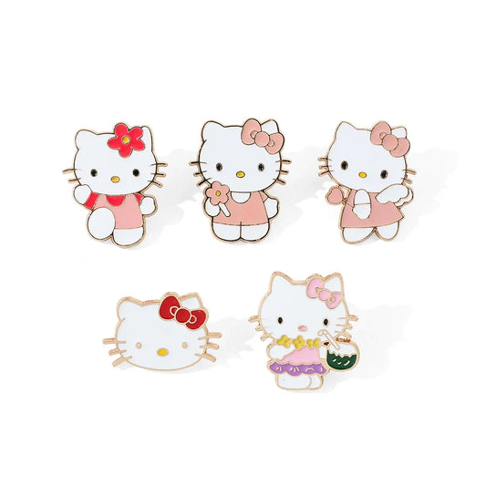 Hello Kitty Enamel Pin Set - Cartoon Brooches for Backpack & Clothing Accessories