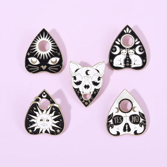 Witch Cat Skull Enamel Pins Brooches Lapel Badge Gifts