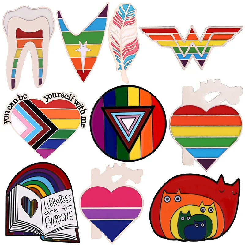 Teeth Love Rainbow Brooch Badge Lapel Pin for Bags and Clothes