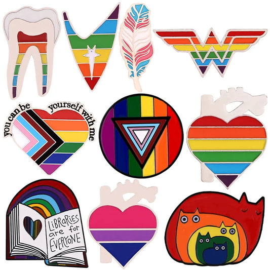 Teeth Love Rainbow Brooch Badge Lapel Pin for Bags and Clothes