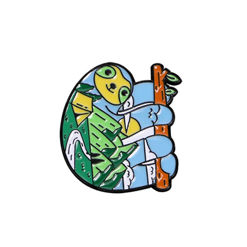 Cute Sloth Enamel Brooch Cartoon Animal Metal Pin Jewelry