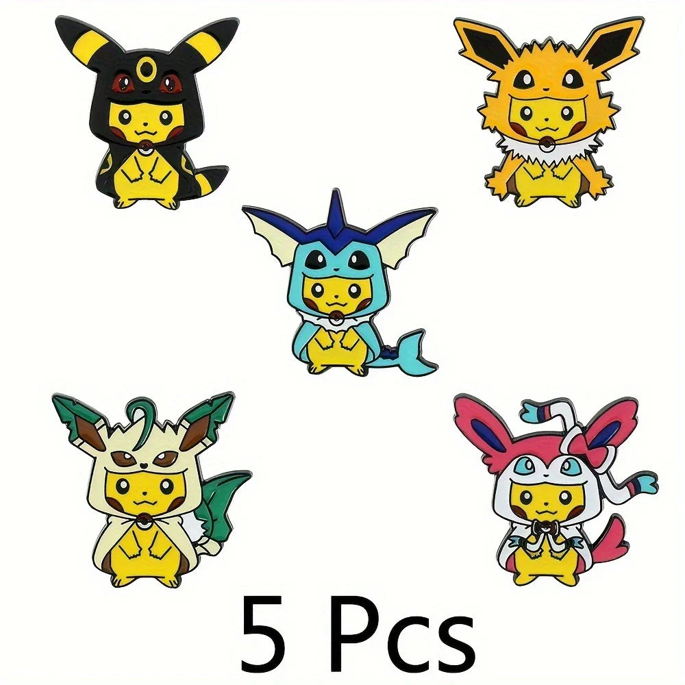 Pikachu Enamel Pin Set - Cute Yellow Brooch for Clothing & Backpack