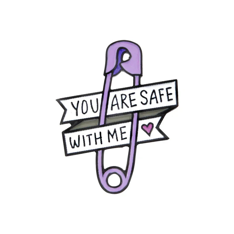 Safety Pin Brooches Hard Enamel Lapel Pins for Backpacks, Jackets, Bags, Accessories