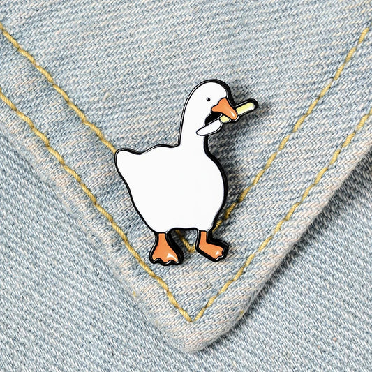 Naughty Goose Enamel Pin Cartoon Animal Brooch Lapel Badge Gift
