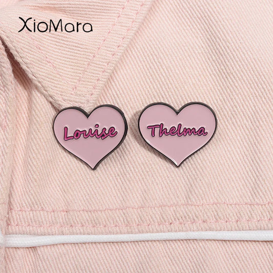 Thelma and Louise Enamel Pins Heart Brooch Lapel Badge Jewelry Gifts