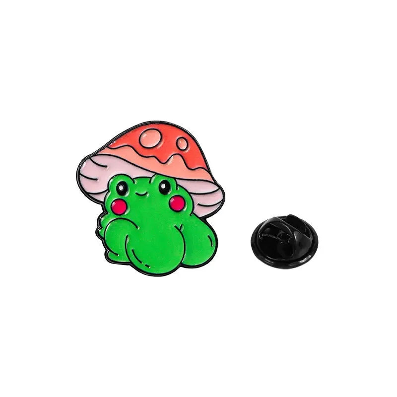 Mushroom Frog Enamel Pin Guitar Brooch Lapel Badge Gift