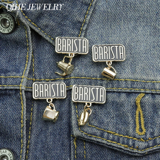Coffee Barista Enamel Pin Badge Lapel Accessory Custom Gift