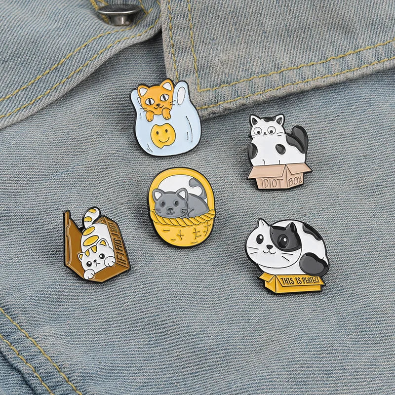 Cat Enamel Brooch Cartoon Pin Lapel Badge Jewelry Gift