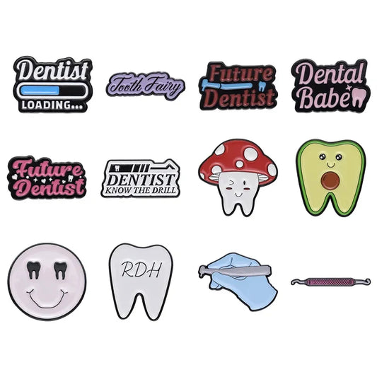 Cartoon Tooth Enamel Pin Dentist Gift Lapel Badge