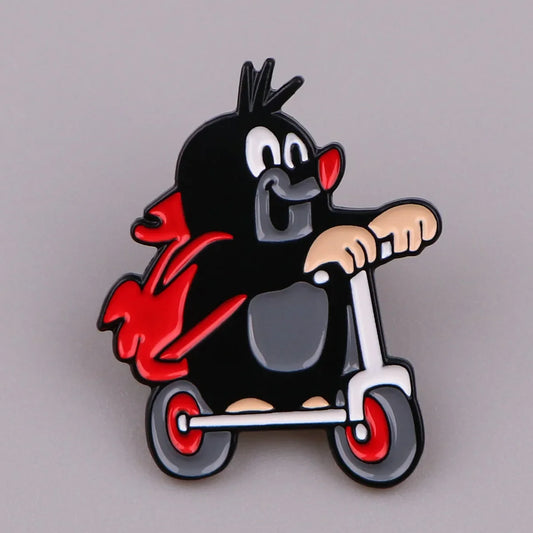 Cute Black Mole Enamel Pin Brooch for Backpacks and Kids' Clothes Gifts