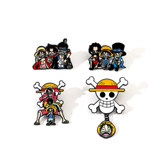 Portgas D. Ace Enamel Pin Set - Cartoon Brooches, Metal Badges, Jewelry Accessories
