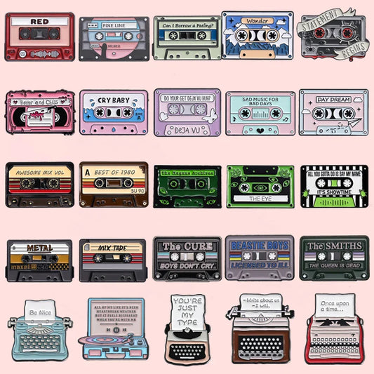Custom Camera Enamel Pins Retro Tape Radio Brooches Lapel Badges Jewelry Gift