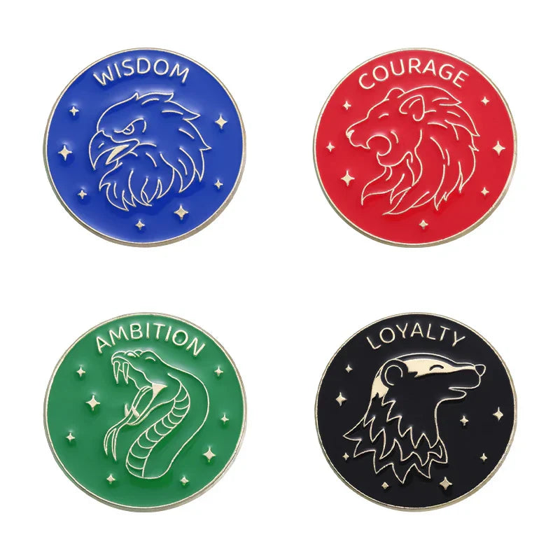 Courage Wisdom Ambition Loyalty Enamel Pins Brooches Lapel Backpack Badge Gifts