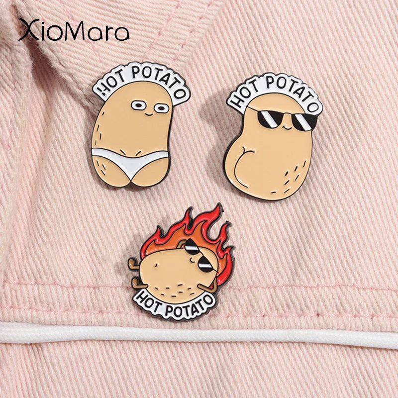 Cute Potato Enamel Pins Cartoon Bikini Brooches Lapel Badge Funny Jewelry Gift