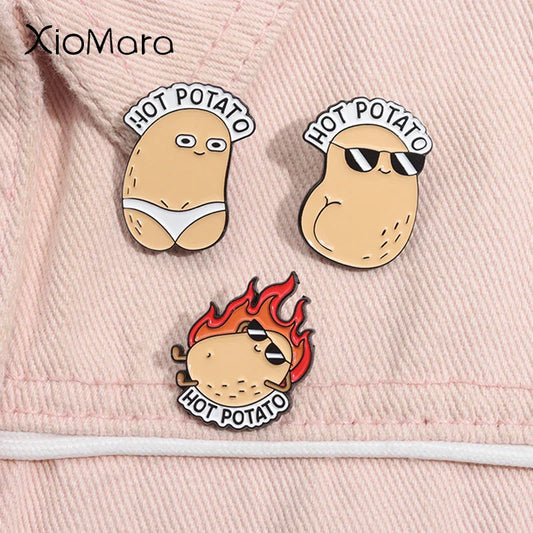 Cute Potato Enamel Pins Cartoon Bikini Brooches Lapel Badge Funny Jewelry Gift