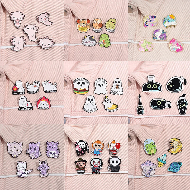Animal Enamel Pins Set: Penguin, Bat, Bee, Owl Brooches - Fashion Lapel Badge Jewelry Gift
