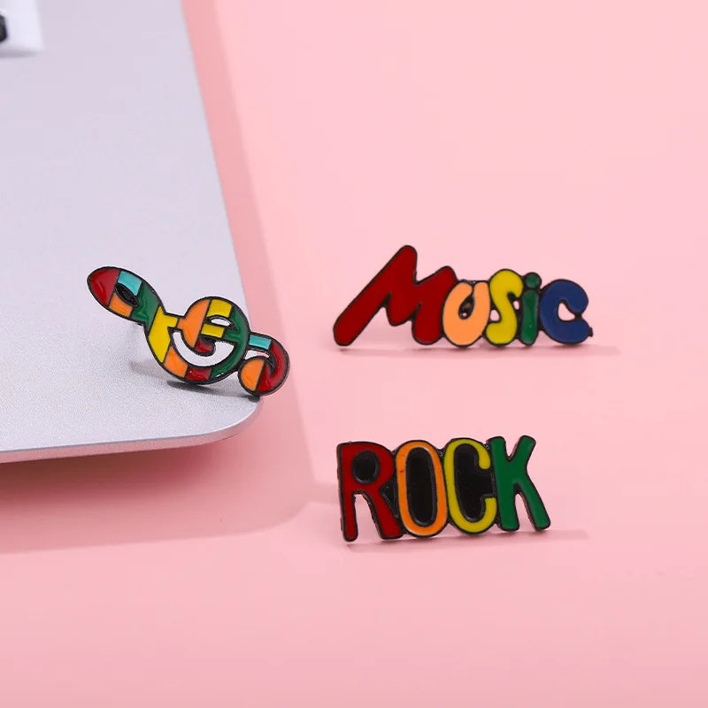 Rainbow Music Guitar Enamel Pins Brooches for Clothes Lapel Pin Jewelry Gift