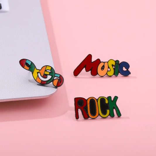 Rainbow Music Guitar Enamel Pins Brooches for Clothes Lapel Pin Jewelry Gift