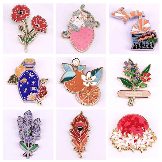 Pretty Flowers Enamel Pins High Quality Plant Lapel Badge Fashion Jewelry Brooch Gifts