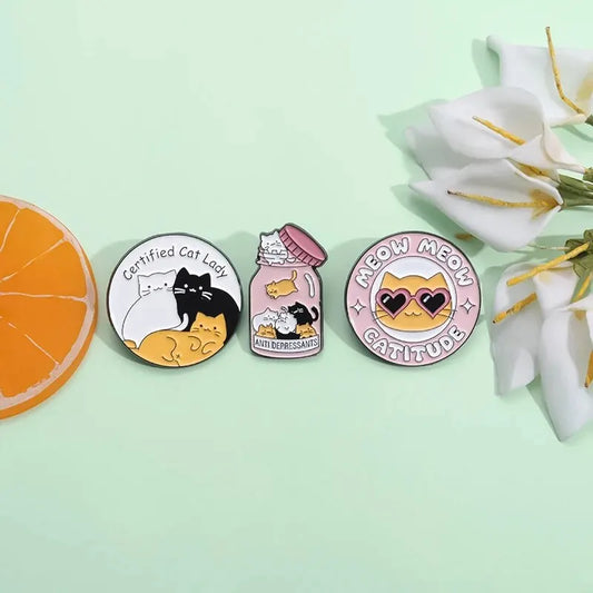 3pcs Cat Cartoon Pins, Personalized Letters, Clothing Accessories