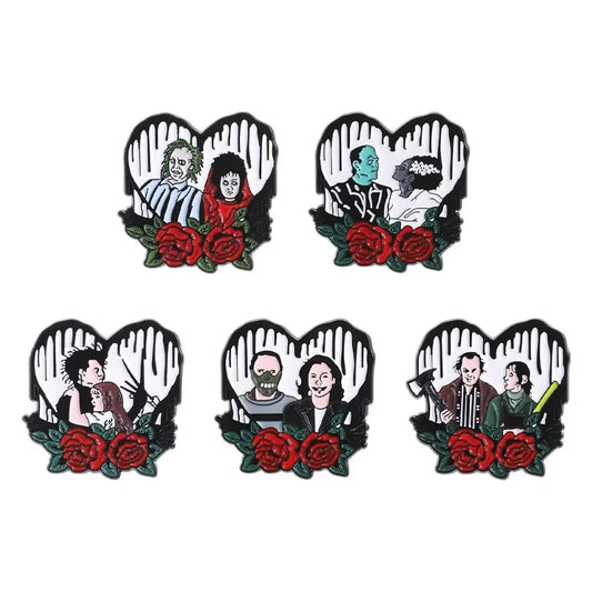 Horror Movie Enamel Pin Gothic Heart Brooch Lapel Badge Jewelry Gift