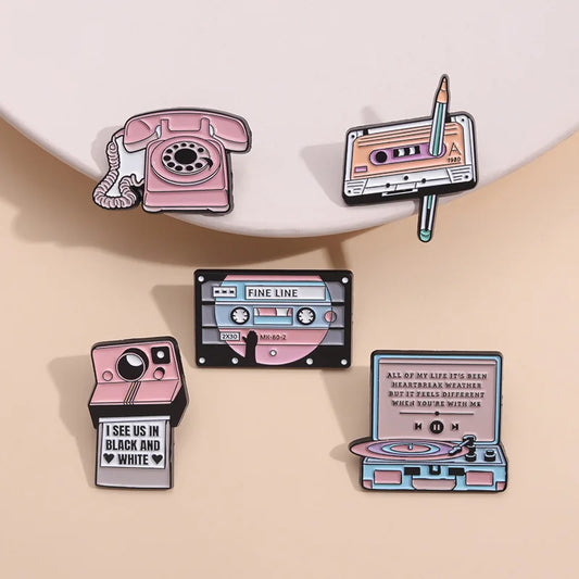 Telephone Drama Enamel Lapel Pins Brooches for Backpacks, Jackets, Bags - Accessories for Men, Women, Couples
