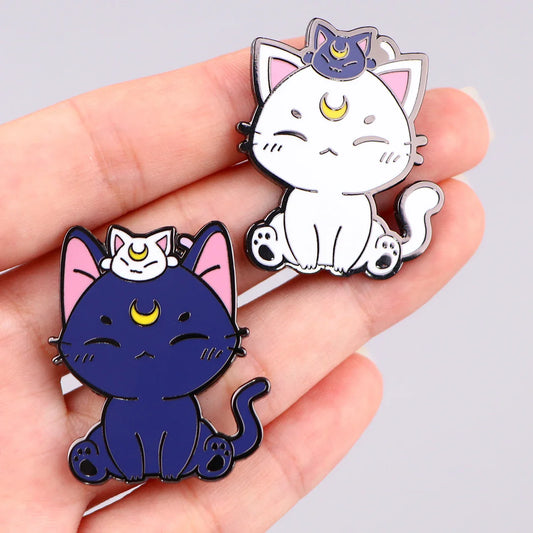 Moon Cat Enamel Pins Anime Brooch Lapel Badges Jewelry Gifts